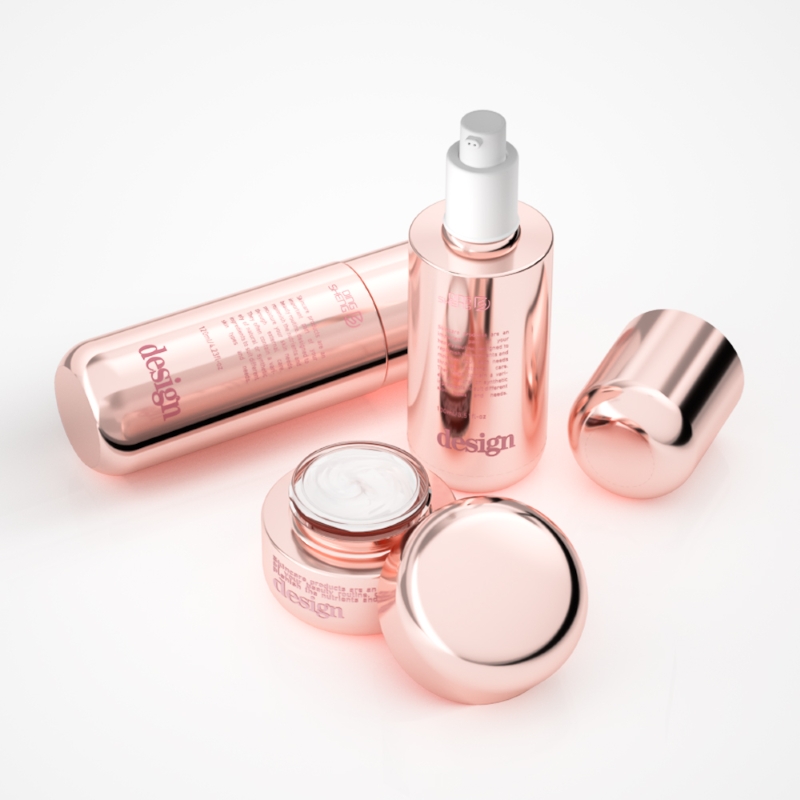 Pink skincare glass bottle set