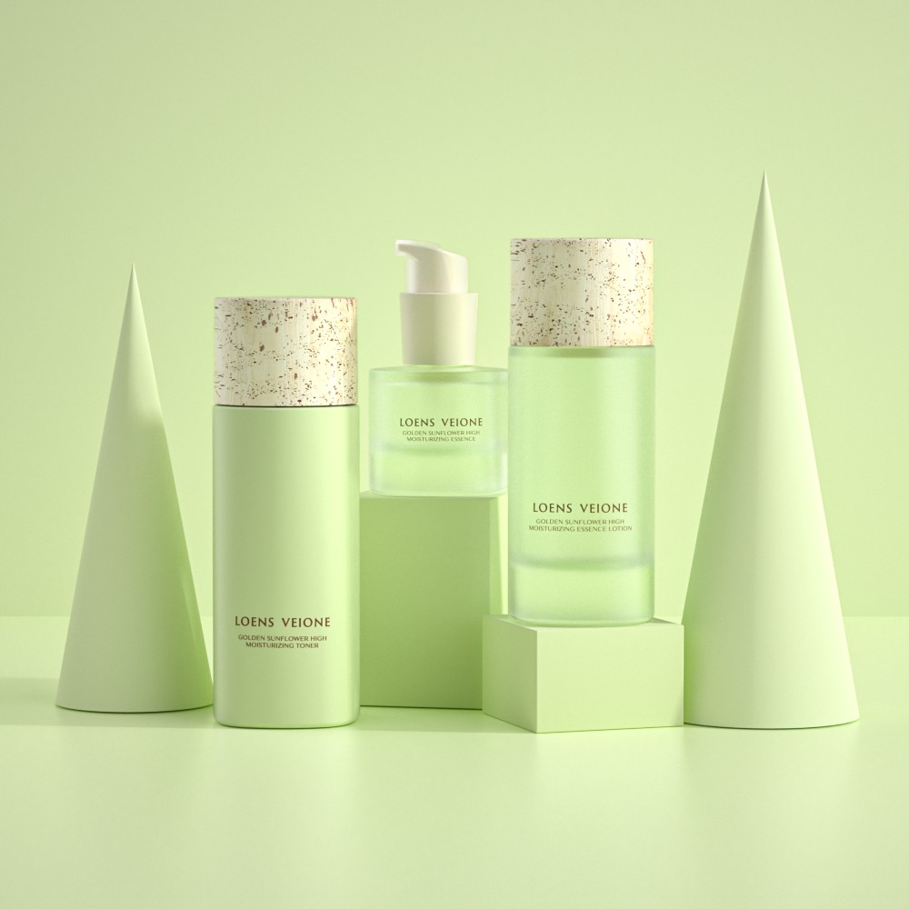 Water Transfer Printing Translucent Matte Cosmetic Glass Bottle Packaging