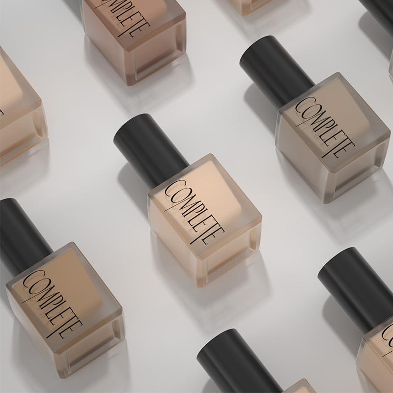 30ml square glass liquid foundation bottle with matte finish and white pump, premium cosmetic packaging design for private label beauty brands. 30ml square glass liquid foundation bottle with matte finish and white pump, premium cosmetic packaging design for private label beauty brands.