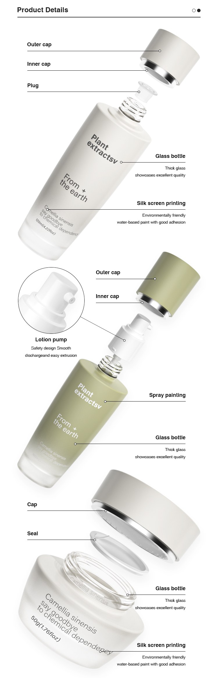 Custom Rose Gold Glass Bottle Set for Skincare