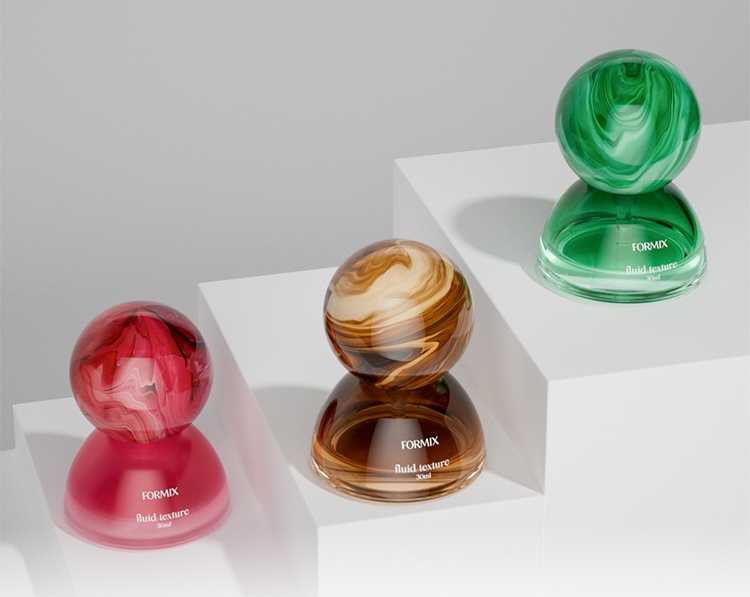 Artistic 30ml Fluid Texture Glass Bottle