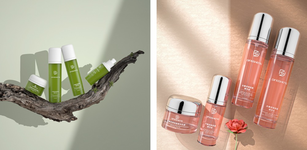 Empty glass skincare containers