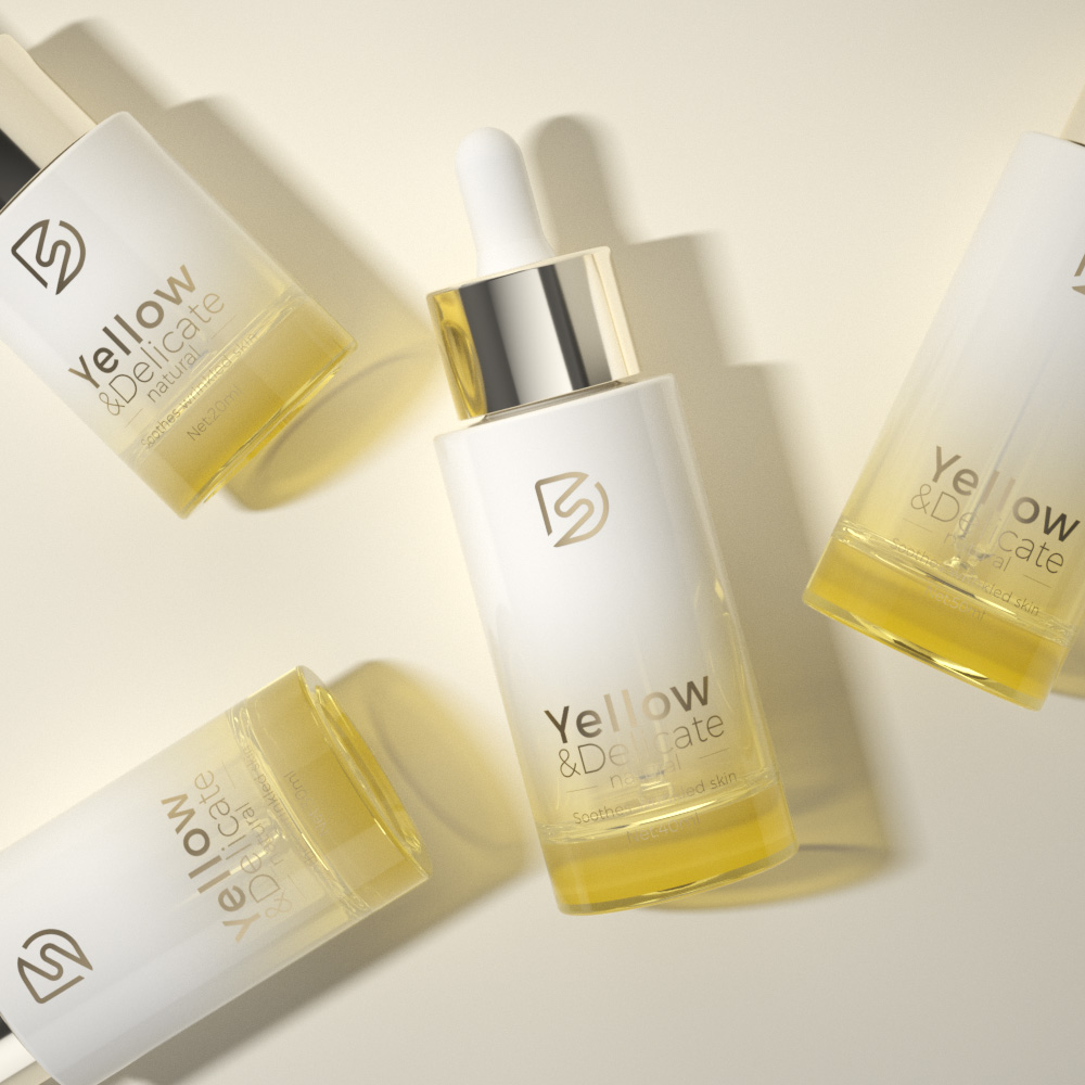 Luxury Ombre Yellow Cosmetic Packaging Glass Dropper Bottles