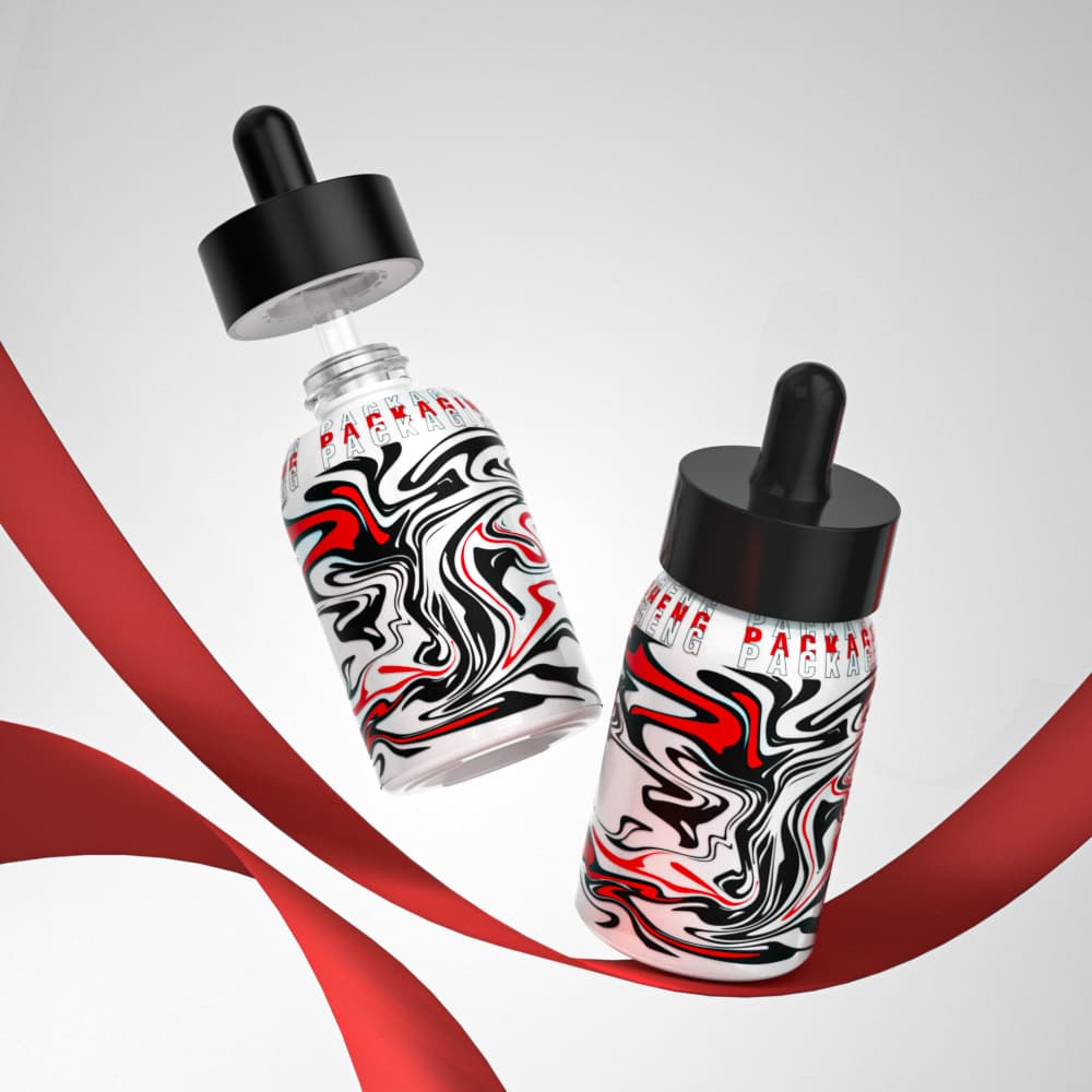 Luxury thick base frosted glass serum bottle with customized white outer cap Luxury thick base frosted glass serum bottle with customized white outer cap