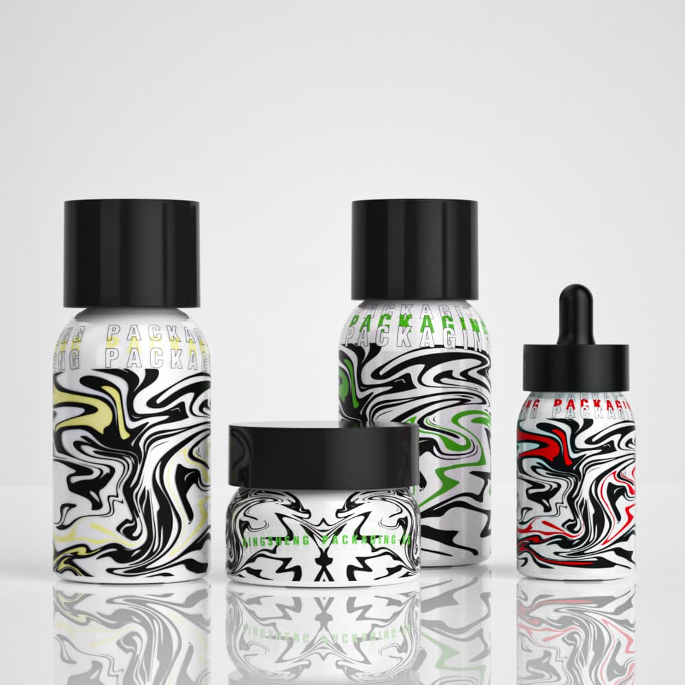 150ml marbled glass pump bottle for skincare packaging