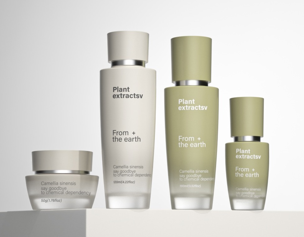 Minimalist frosted glass skincare packaging for clean beauty brands Minimalist frosted glass skincare packaging for clean beauty brands.