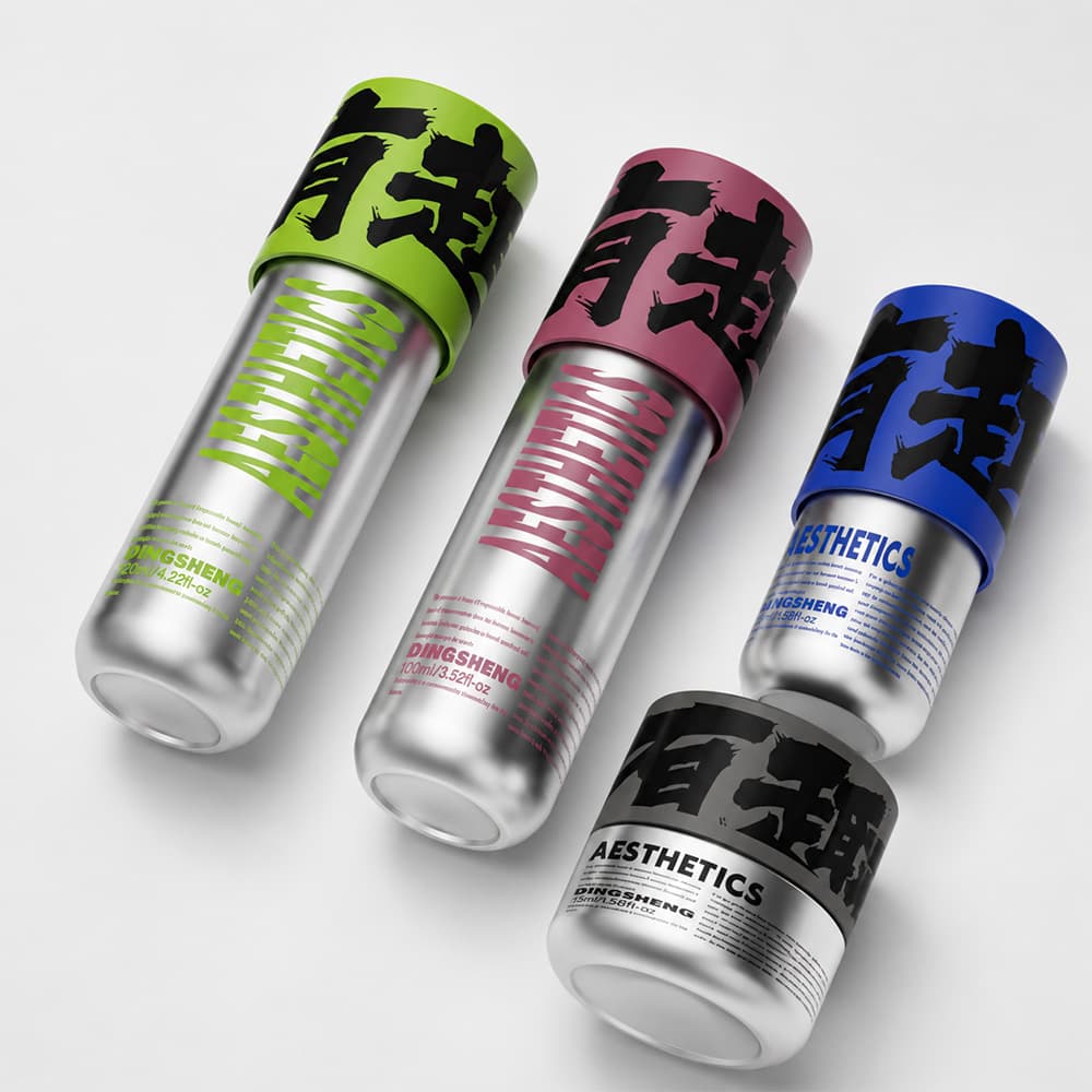 Metallic Silver Glass Cosmetic Bottles with Neon Caps Metallic Silver Glass Cosmetic Bottles with Neon Caps