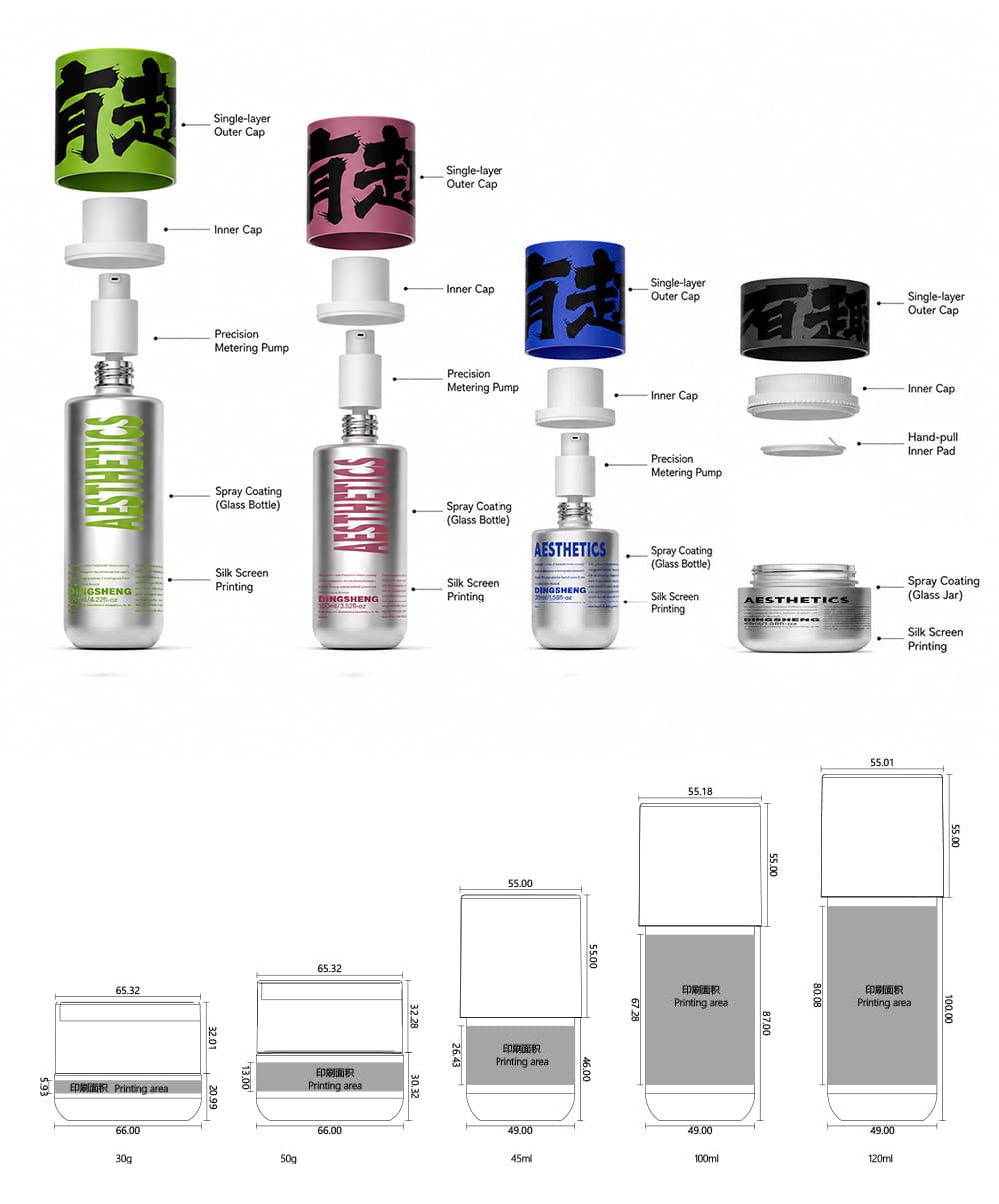 Metallic Silver Cosmetic Packaging Suite Metallic Silver Cosmetic Packaging Suite