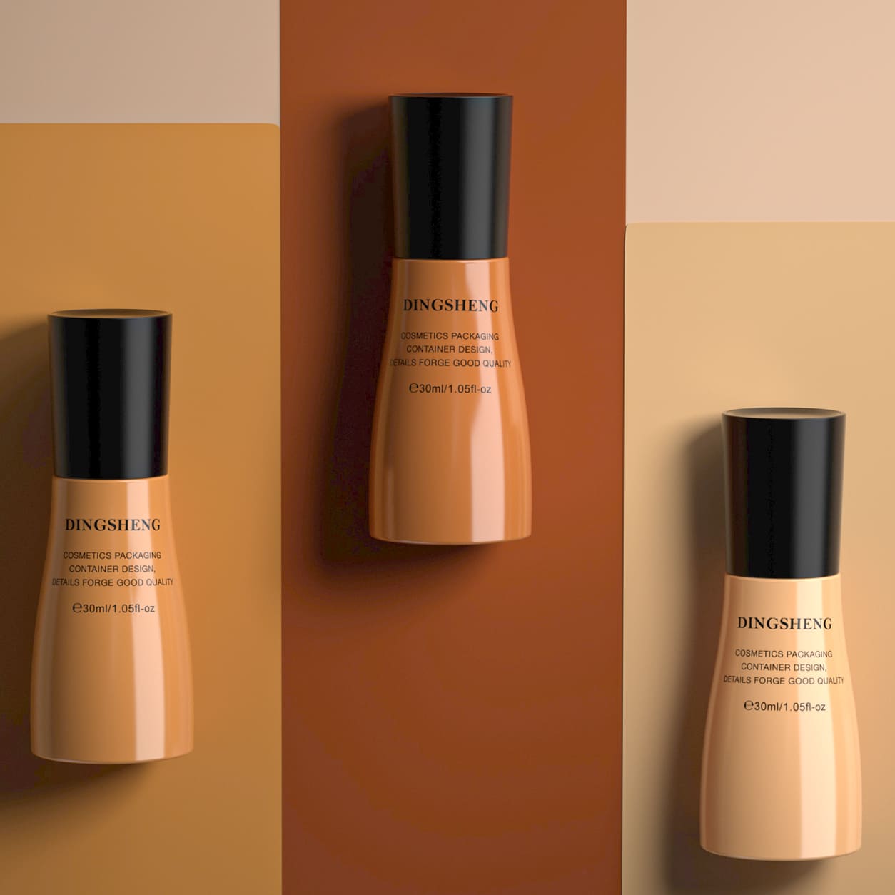 High-end glossy liquid foundation glass bottle empty with dispenser pump