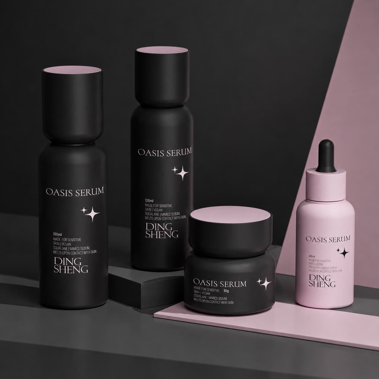 Matte Black and Pink Cosmetic Bottles Matte Black and Pink Cosmetic Bottles