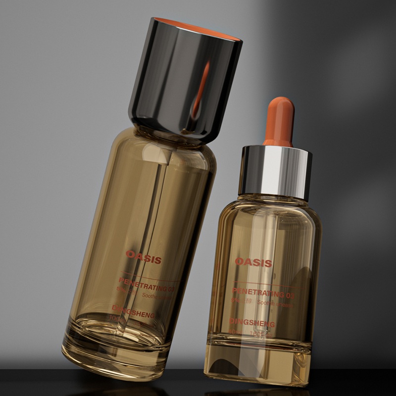Amber Glass Cosmetic Packaging Set