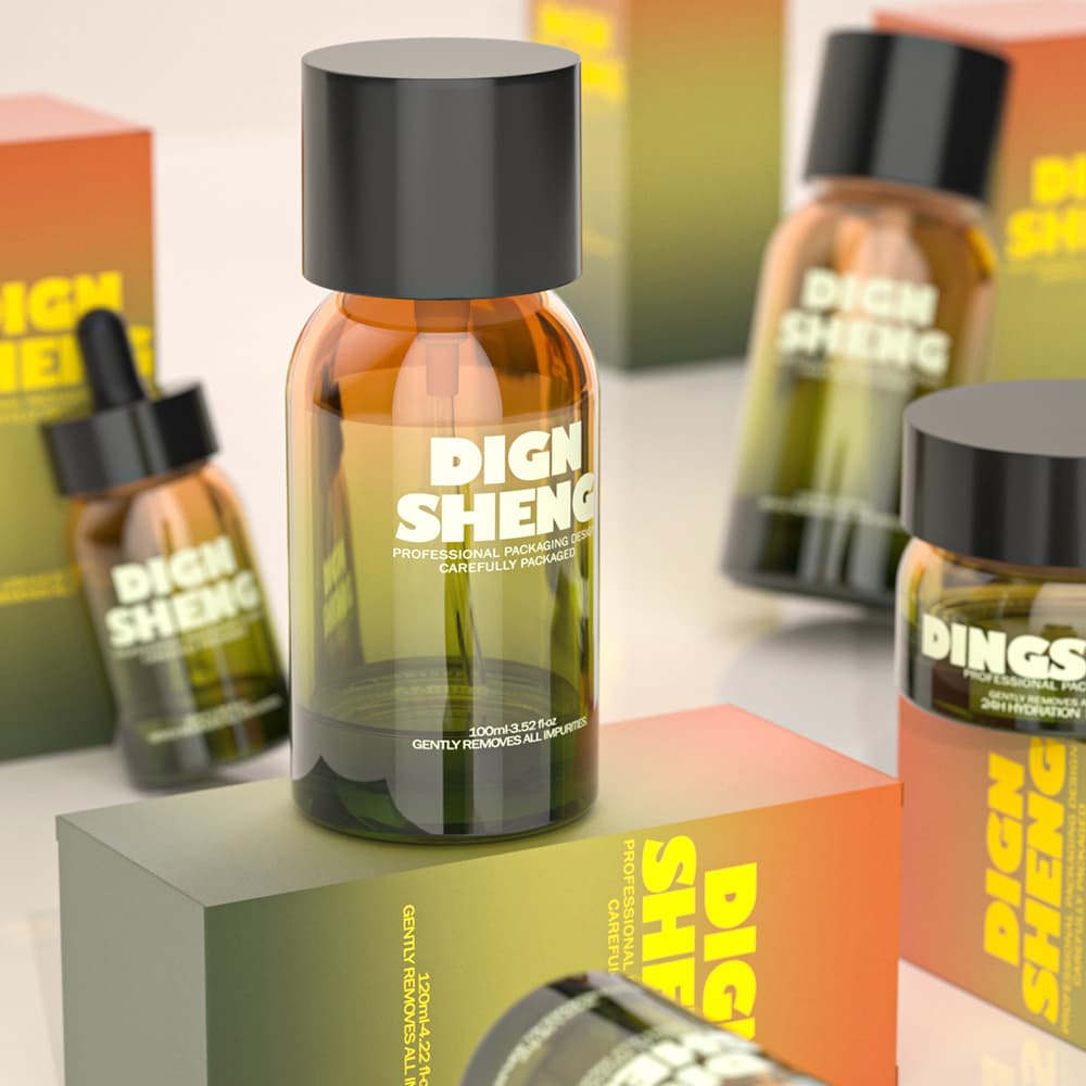 Translucent Amber and Green Glass Skincare Bottles Translucent Amber and Green Glass Skincare Bottles