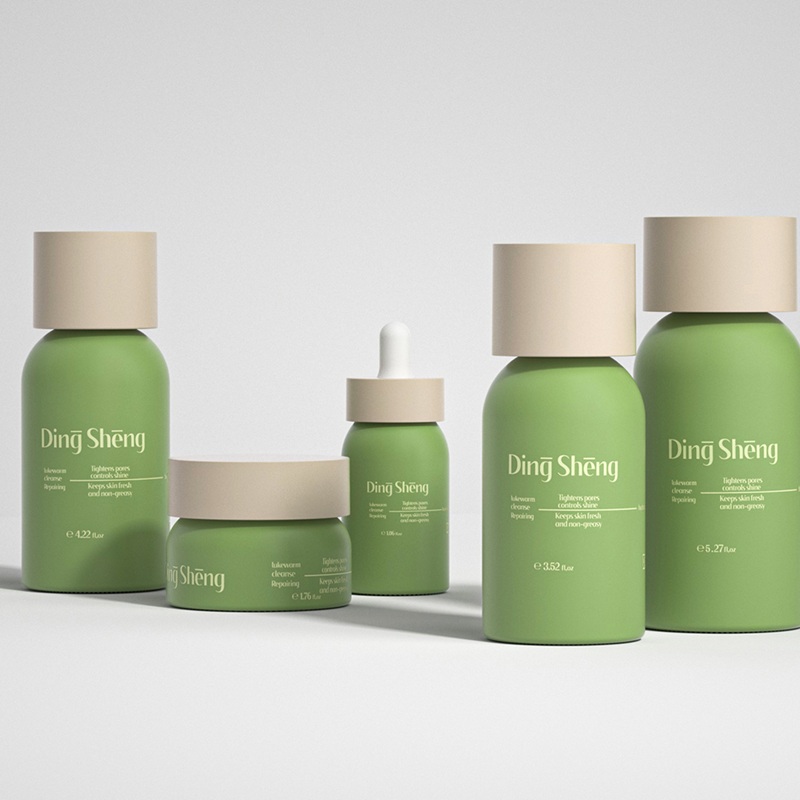 Matte Green Glass Skincare Bottles