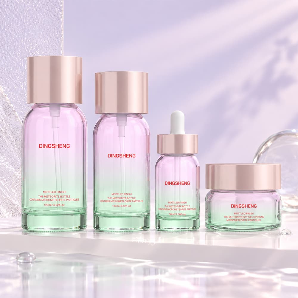 Purple to Green Gradient Glass Skincare Bottles Purple to Green Gradient Glass Skincare Bottles