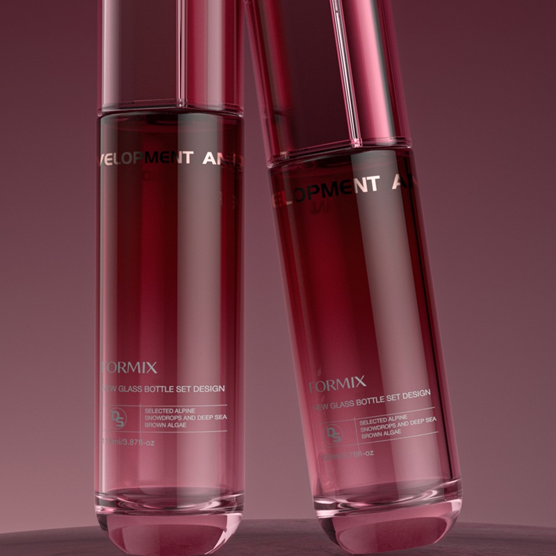Luxury Red Glass Skincare Bottles