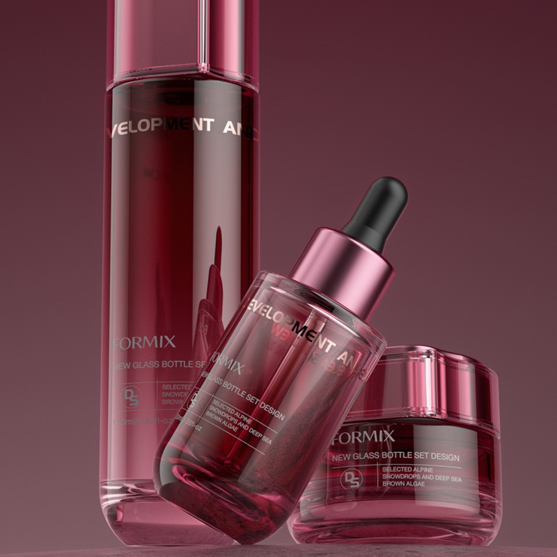 Translucent Crimson Cosmetic Packaging Set