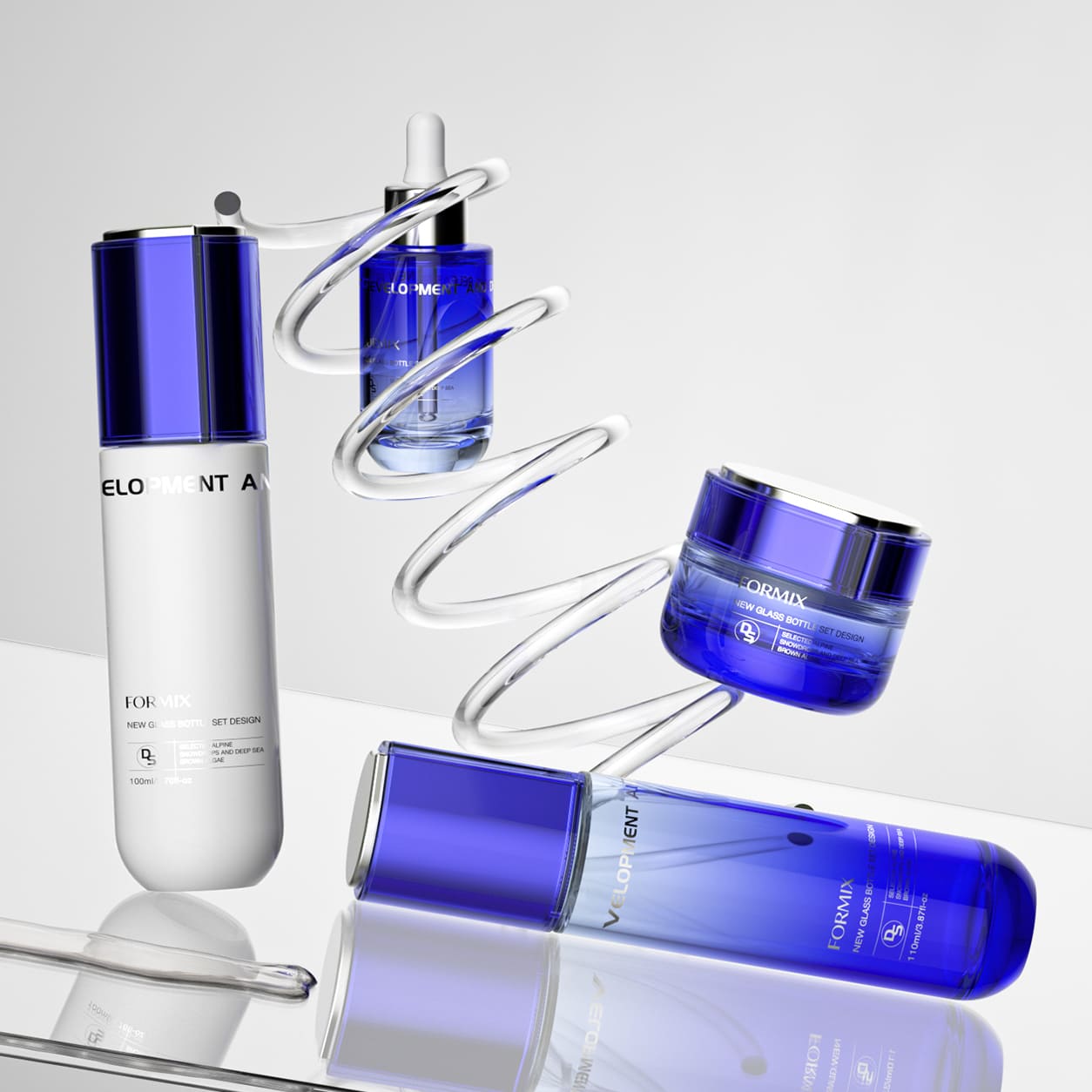 Blue Glass Skincare Packaging Set